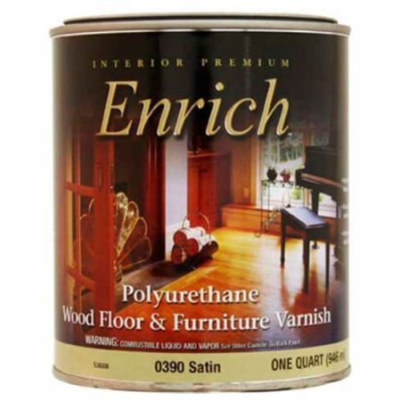 GENERAL PAINT Enrich Varnish & Floor Finish, Interior Polyurethane, Satin Finish, Quart - 538006